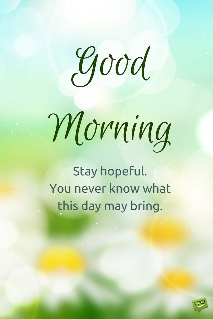 good morning stay hopeful. you never know what this day may bring