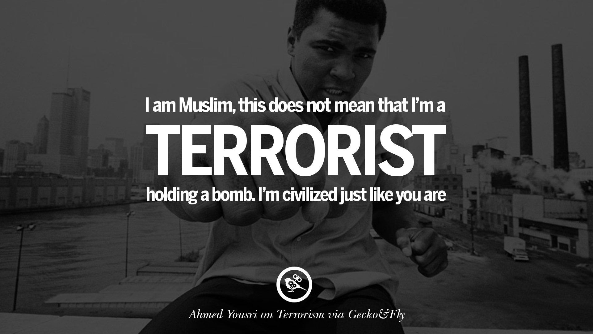 i am muslim, this does not mean that i’m a terrorist holding a bomb. i’m civilized just like you are