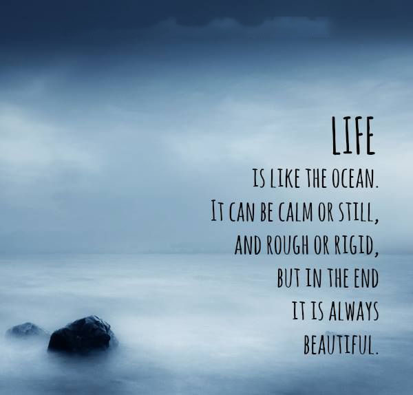 life is like the ocean. it can be calm or still, and rough or rigid, but in the end it is always beautiful