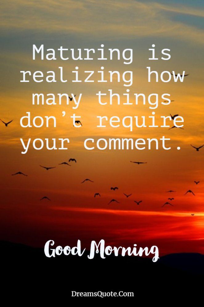 maturing is realizing how many things don’t require your comment. good morning