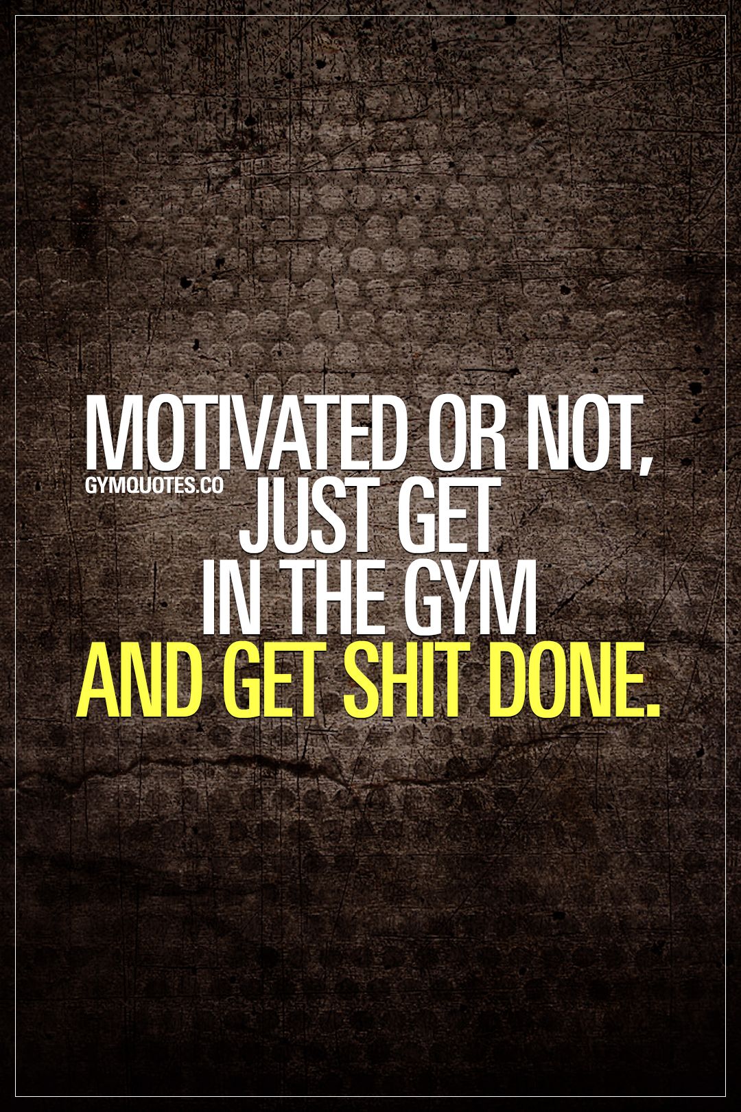 motivated or not, just get in the gym and get shit done