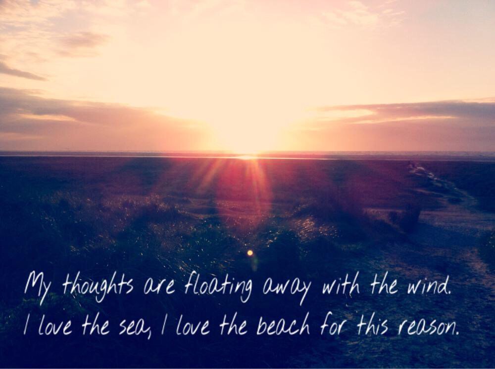 my thoughts are floating away with the wind i love the sea i love the beach for this reason