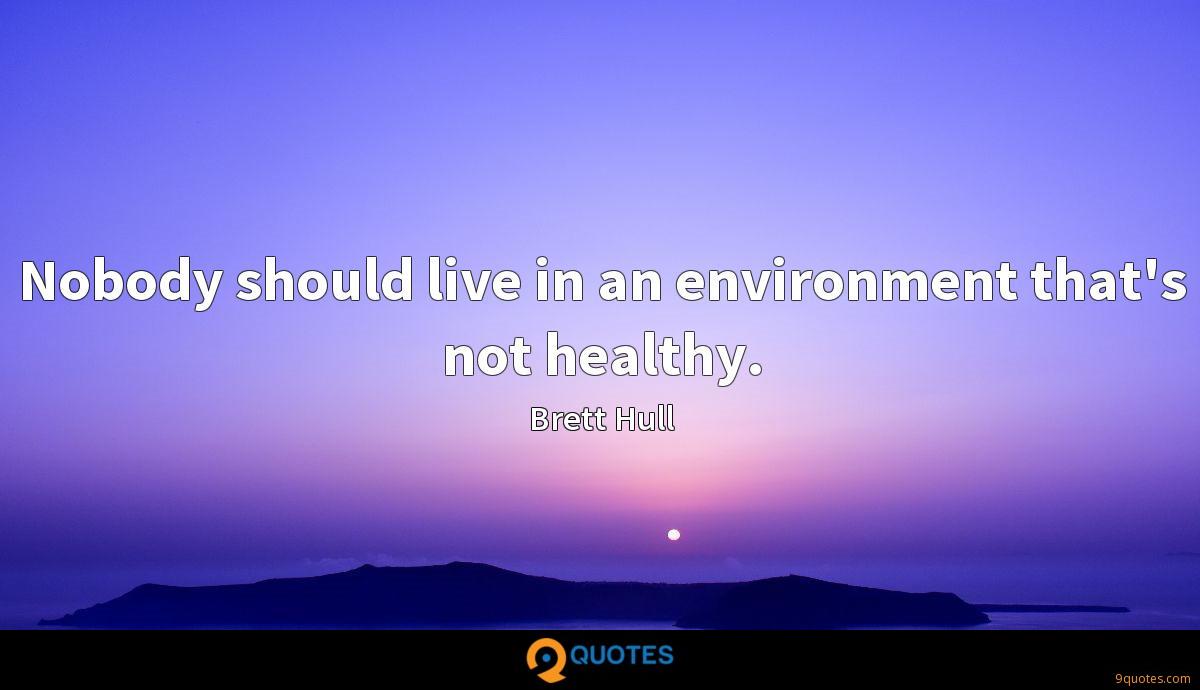 nobody should live in an environment that’s not healthy. brett hull