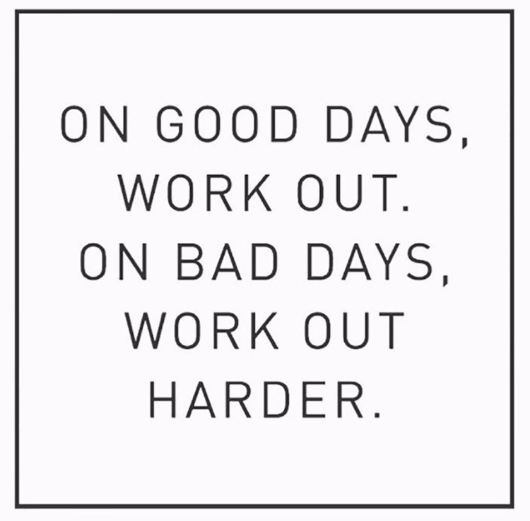 on good days, work out. on bad days, work out harder