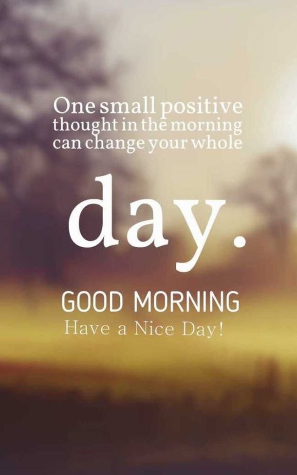 one small positive thought in the morning can change your whole day. good morning have a nice day