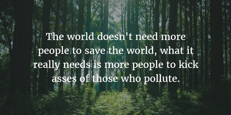 the world doesn’t need more people to save the world, what it really needs is more people to kick asses of those who pollute