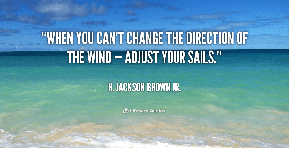 when you can’t change the direction of the wind adjust your sails. h. jackson brown jr.