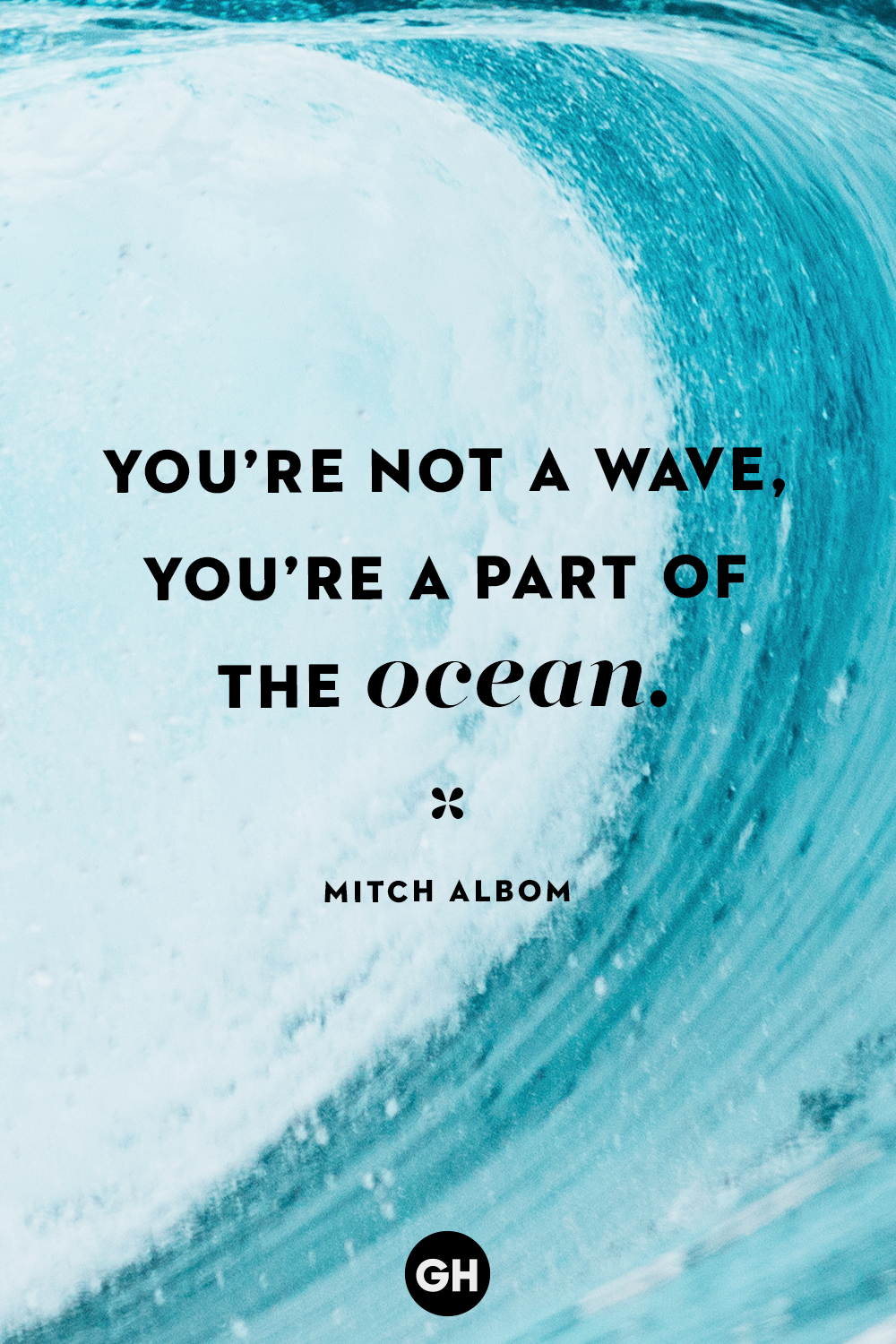 you’re not a wave you’re a part of the ocean. mitch albom