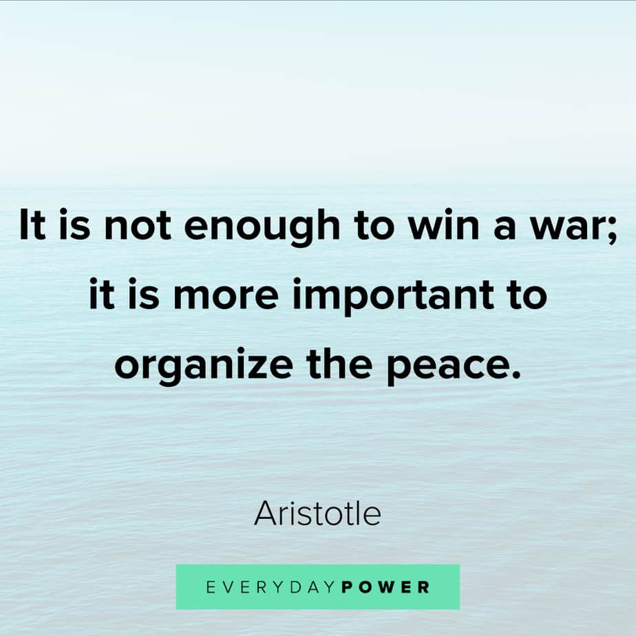 it is not enough to win a war it is more important to organize the peace. aristotle