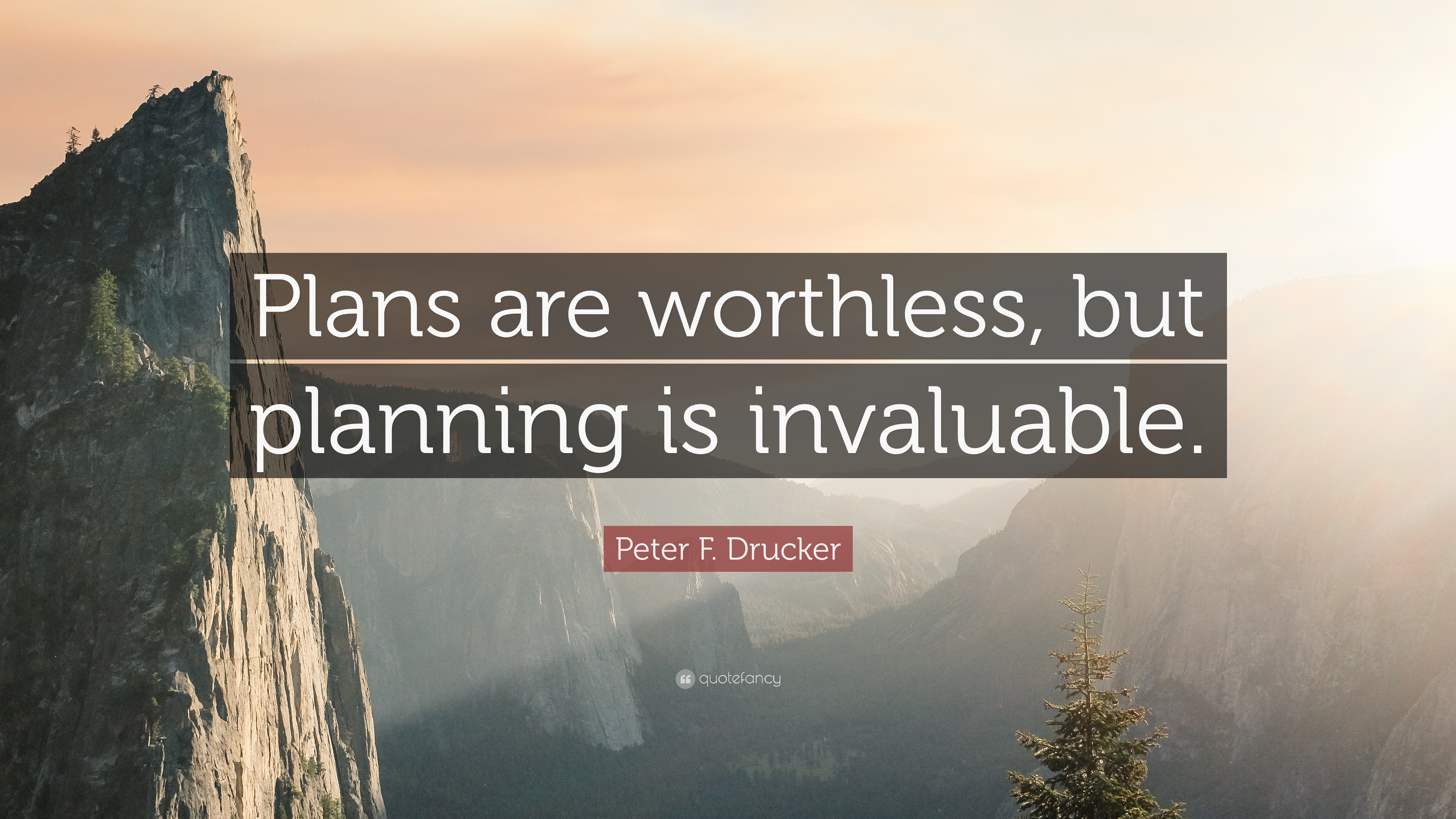 plans are worthless, but planning is invaluable. peter f. drucker