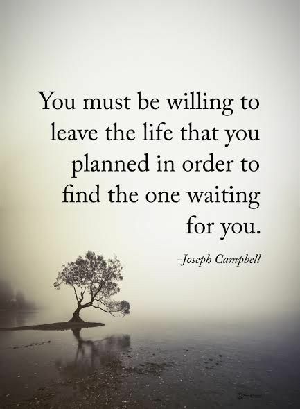 you must be willing to leave the life that you planned in order to find the one waiting for you. joseph cambell