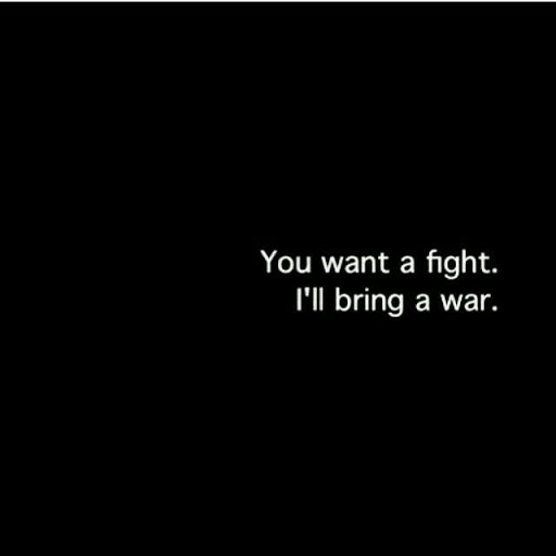 you want a fight. i’ll bring a war