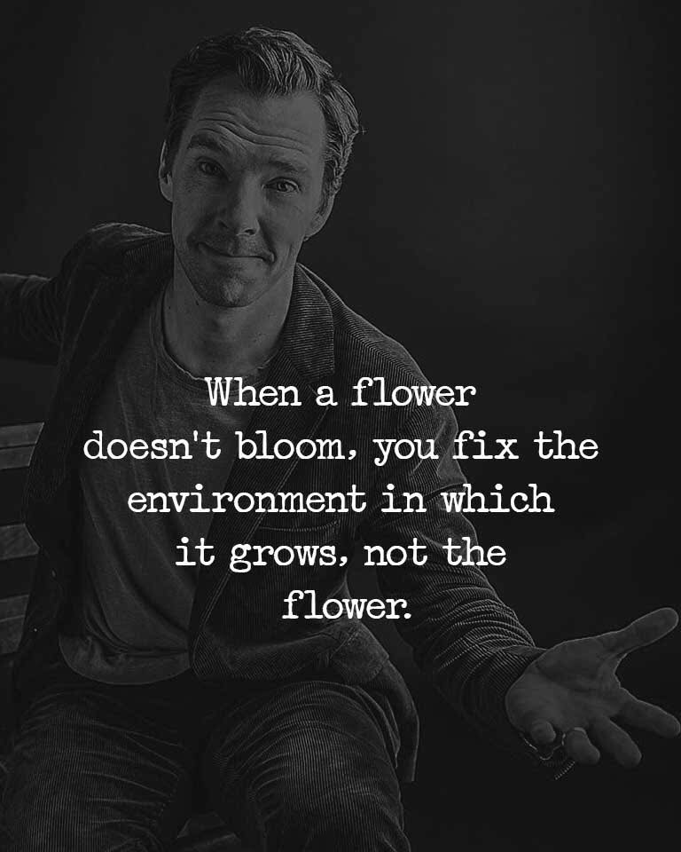 When a flower doesn’t bloom, you fix the environment in which it grows, not the flower.